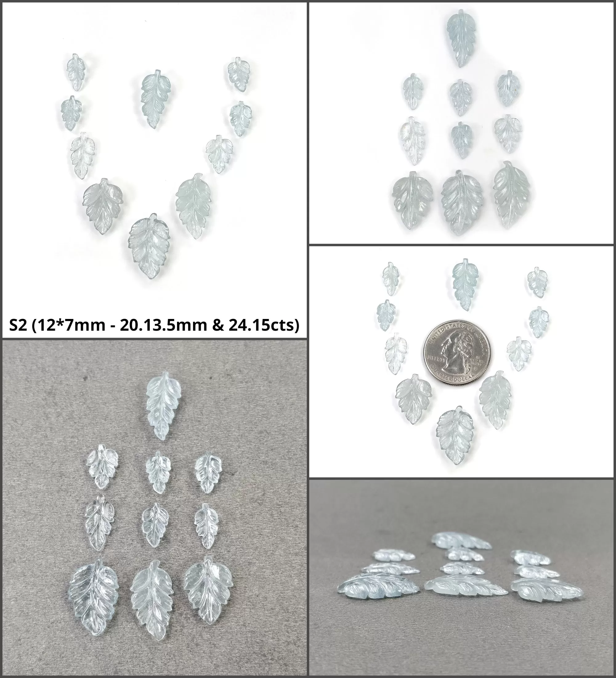 BLUE AQUAMARINE Gemstone Carving  : Natural Untreated Unheated Aquamarine Hand Carved Leaves 5pcs 10pcs