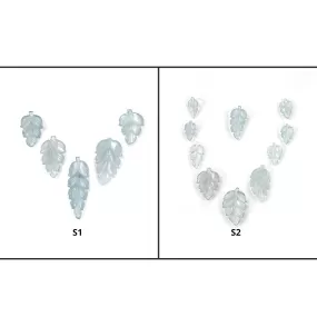 BLUE AQUAMARINE Gemstone Carving  : Natural Untreated Unheated Aquamarine Hand Carved Leaves 5pcs 10pcs