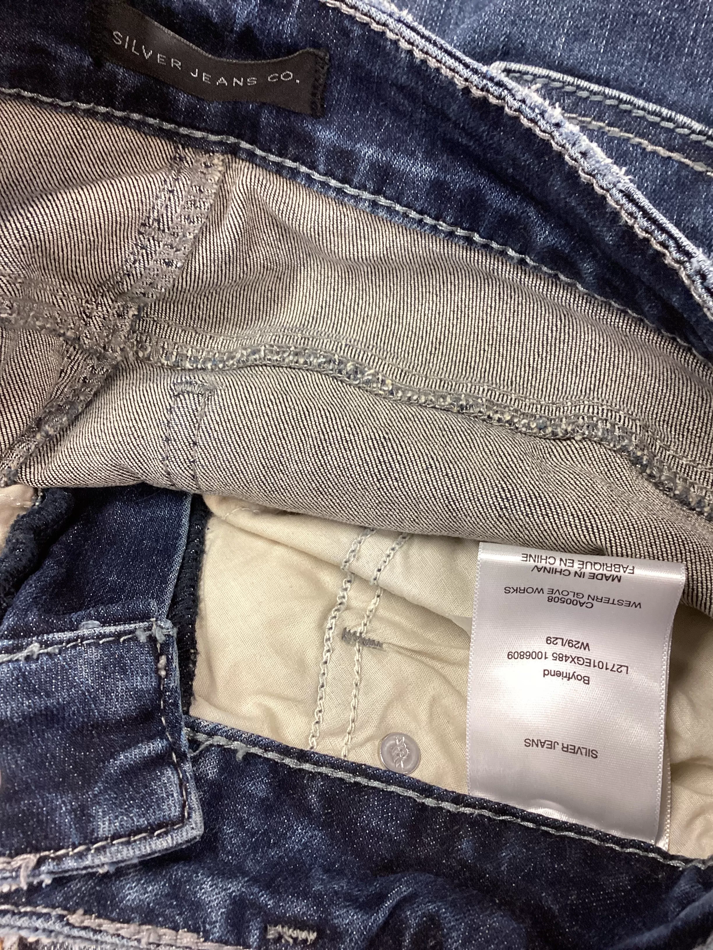 Blue Denim Jeans Boyfriend Silver, Size 8