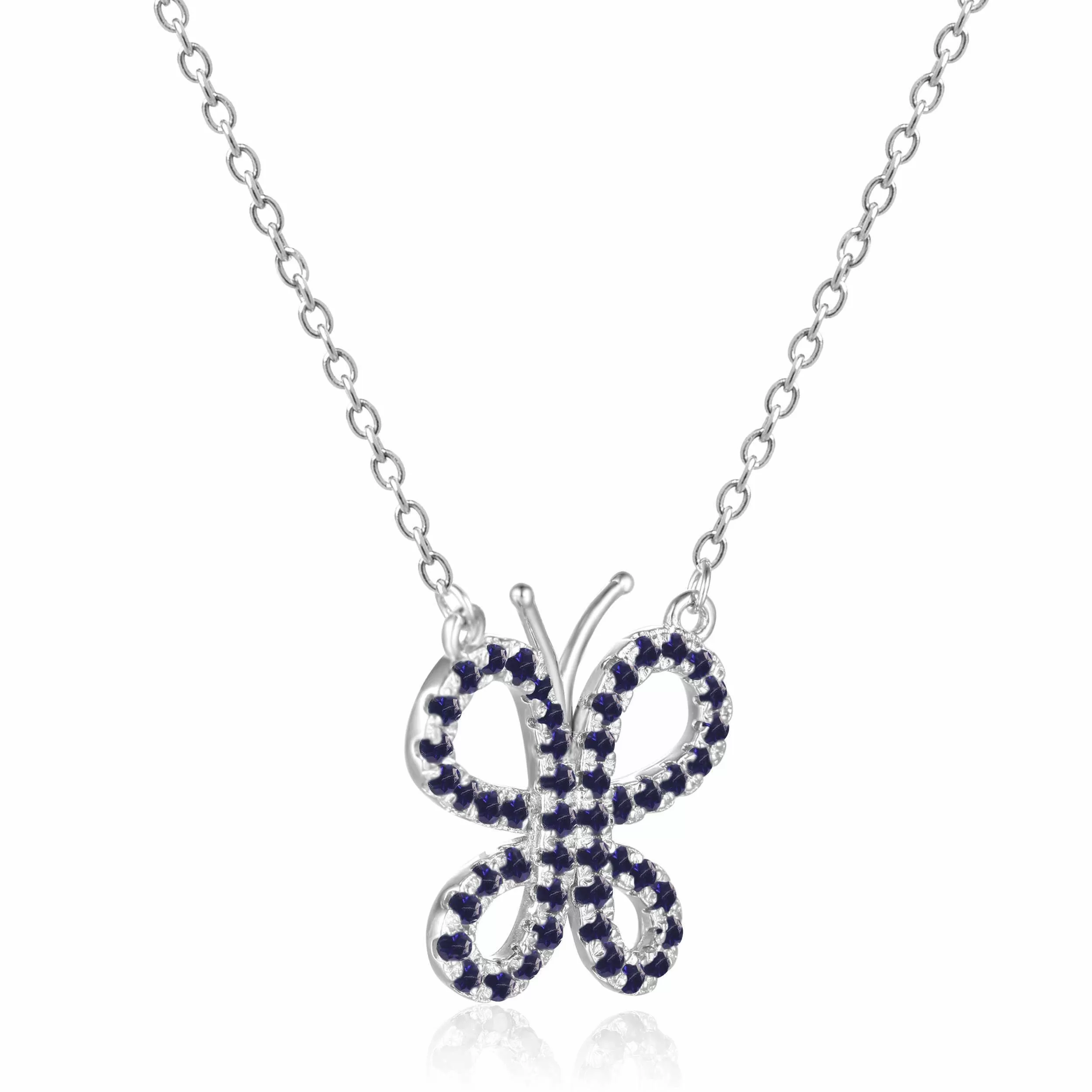 Blue Sapphire Butterfly Necklace