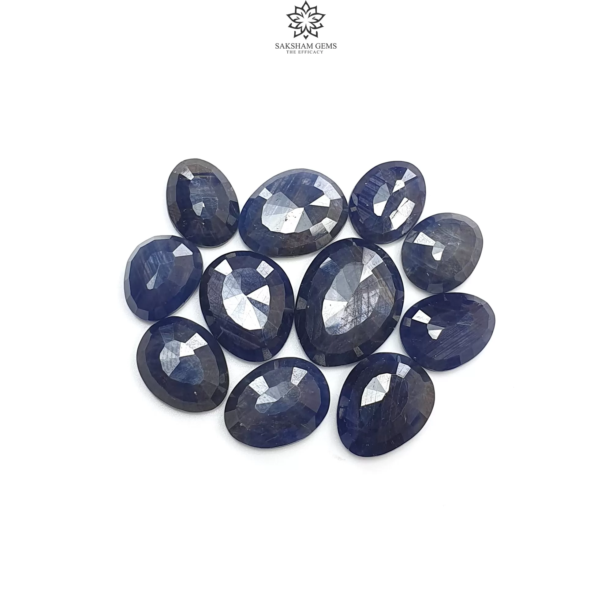 BLUE SAPPHIRE Gemstone Normal Cut : 83.70cts Natural Untreated Unheated Sapphire Egg Shape 13*10.5mm - 19*14.5mm 11pcs Set