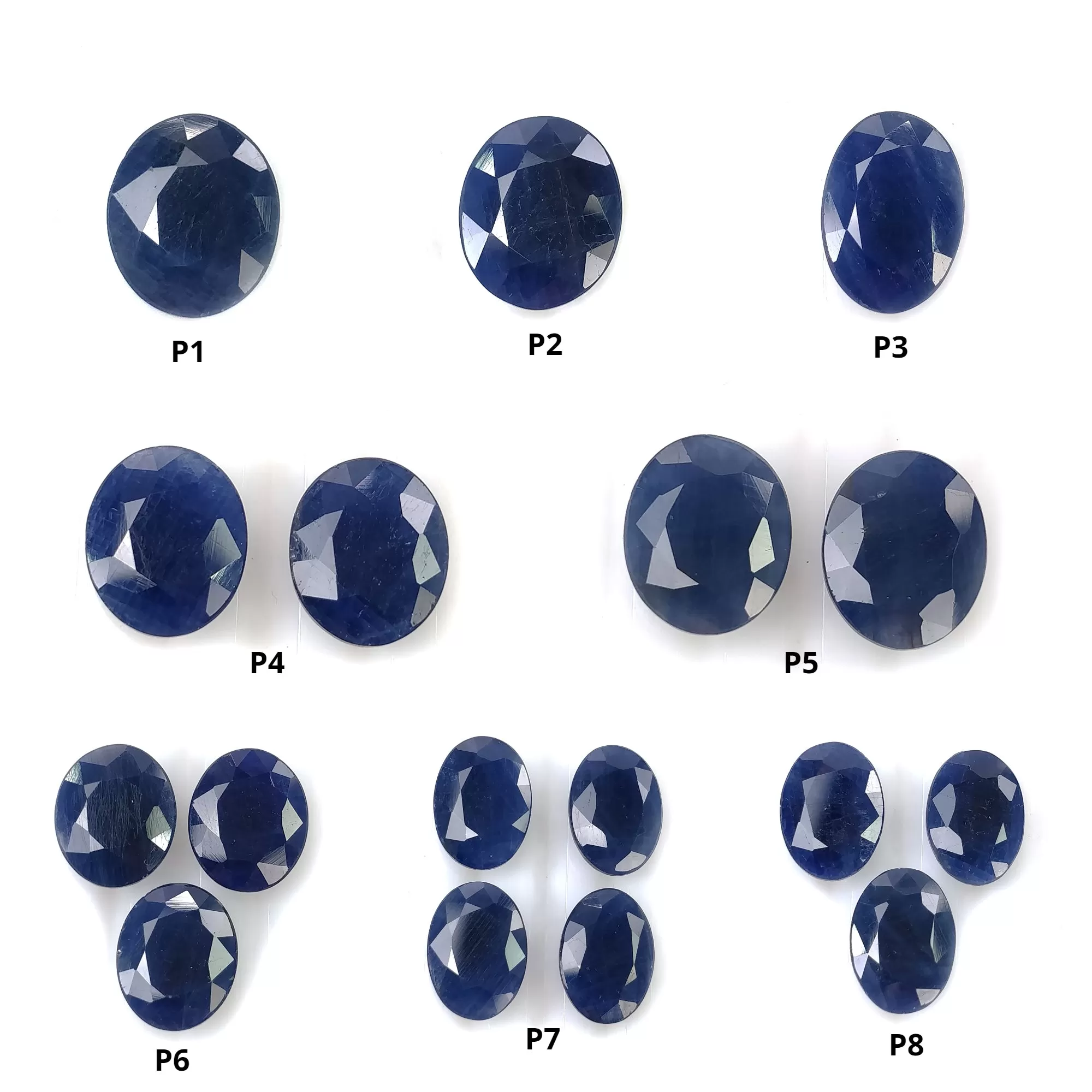 BLUE SAPPHIRE Gemstone Normal Cut : Natural Untreated Unheated Sapphire Oval Shape 1pcs 2pcs 3pcs & 4pcs Sets