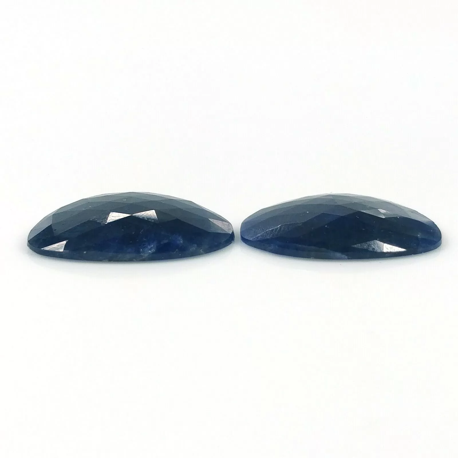 BLUE SAPPHIRE Gemstone Rose Cut : 30.00cts Natural Untreated Unheated Sapphire Uneven Shape 25*15mm Pair (With Video)