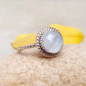 Boho Natural Rainbow Moonstone Faceted Cut Stone Ring,Handmade Gemstone Jewelry, Christmas Gift