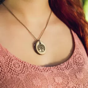 Brass Tree of Life Essential Oil Diffuser Necklace -- FREE SHIPPING