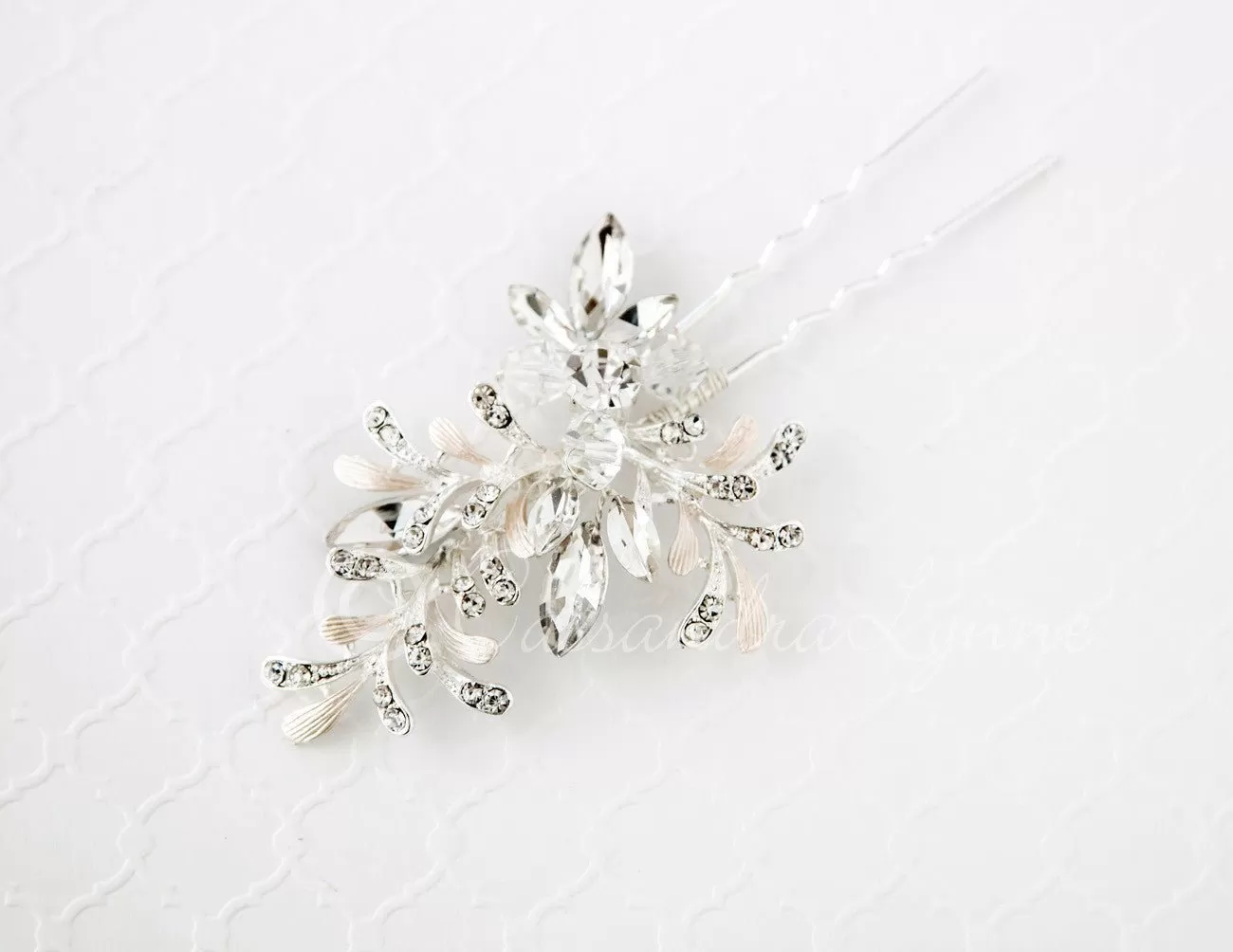 Bridal Hair Pin of Crystal and Rhinestone