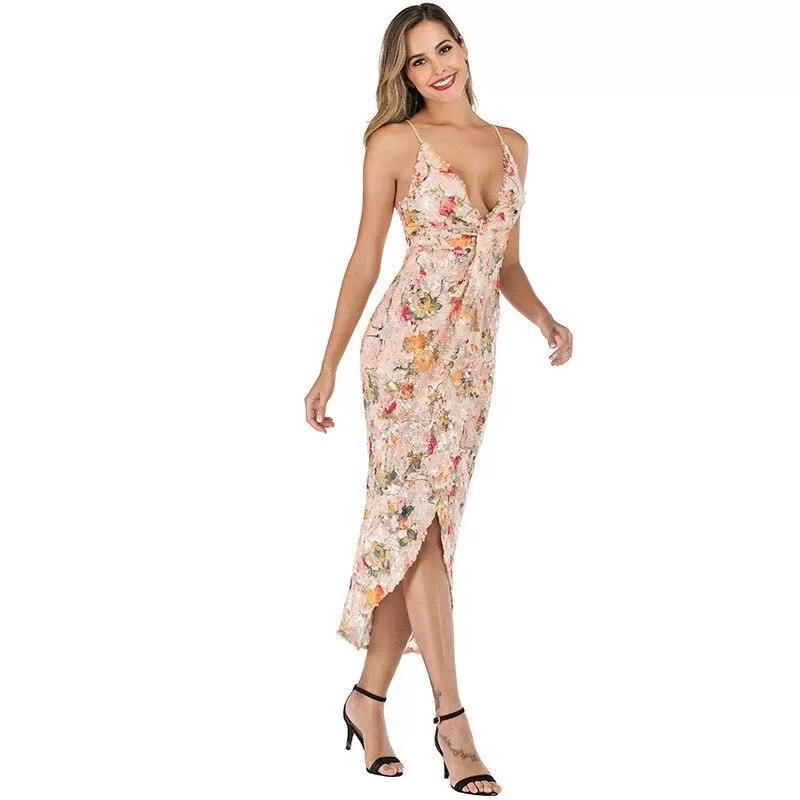 BRINGING SEXY (OPEN) BACK FITTED FLORAL DRESS