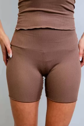 Brown Coco Ribbed Lounge Boxer Shorts