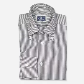 Brown White Striped Oxford Button Down Shirt