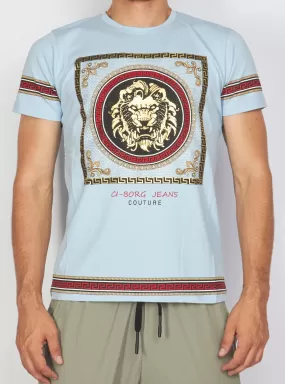 Buyer's Choice T-Shirt - Greek Lion - Light Blue - 3473 01