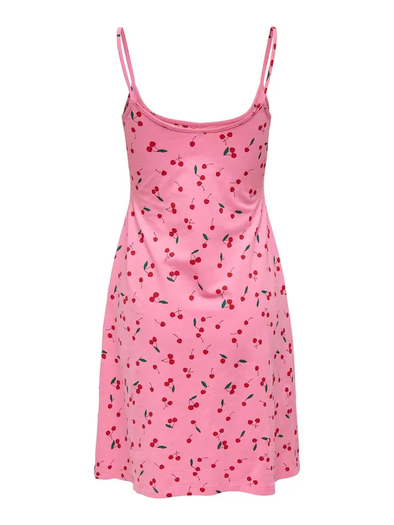 Carola Sleeveless Cotton Dress - Cherry Print