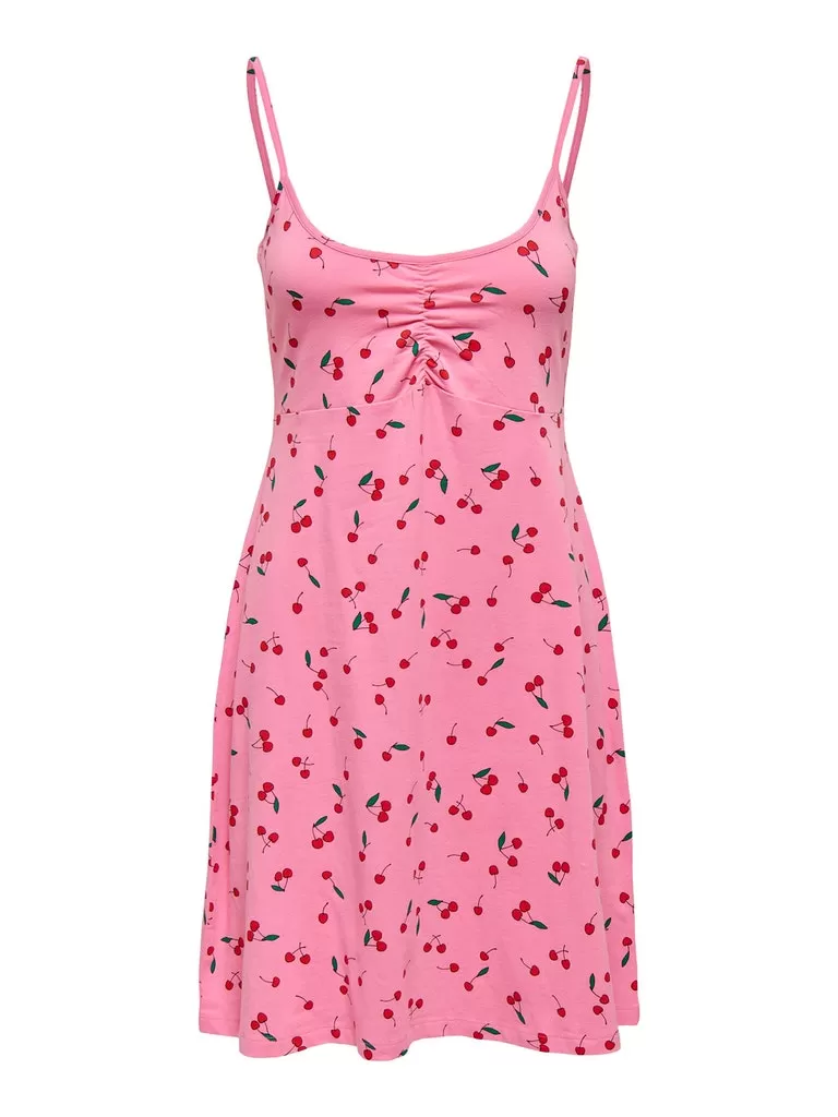 Carola Sleeveless Cotton Dress - Cherry Print