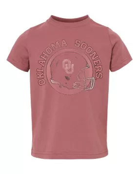 Children's OU Sooners Helmet Circle Red Tee