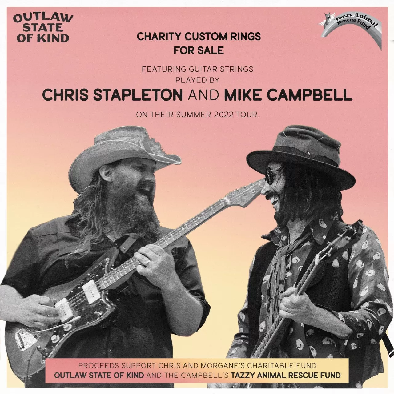 Chris Stapleton Guitar String Ring - Titanium Triple Inlay with Copper Guitar String and Chrysocolla