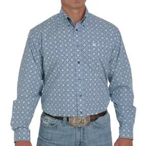 Cinch Jeans Men's Button Down Long Sleeve Shirt - Blue Turquoise Floral