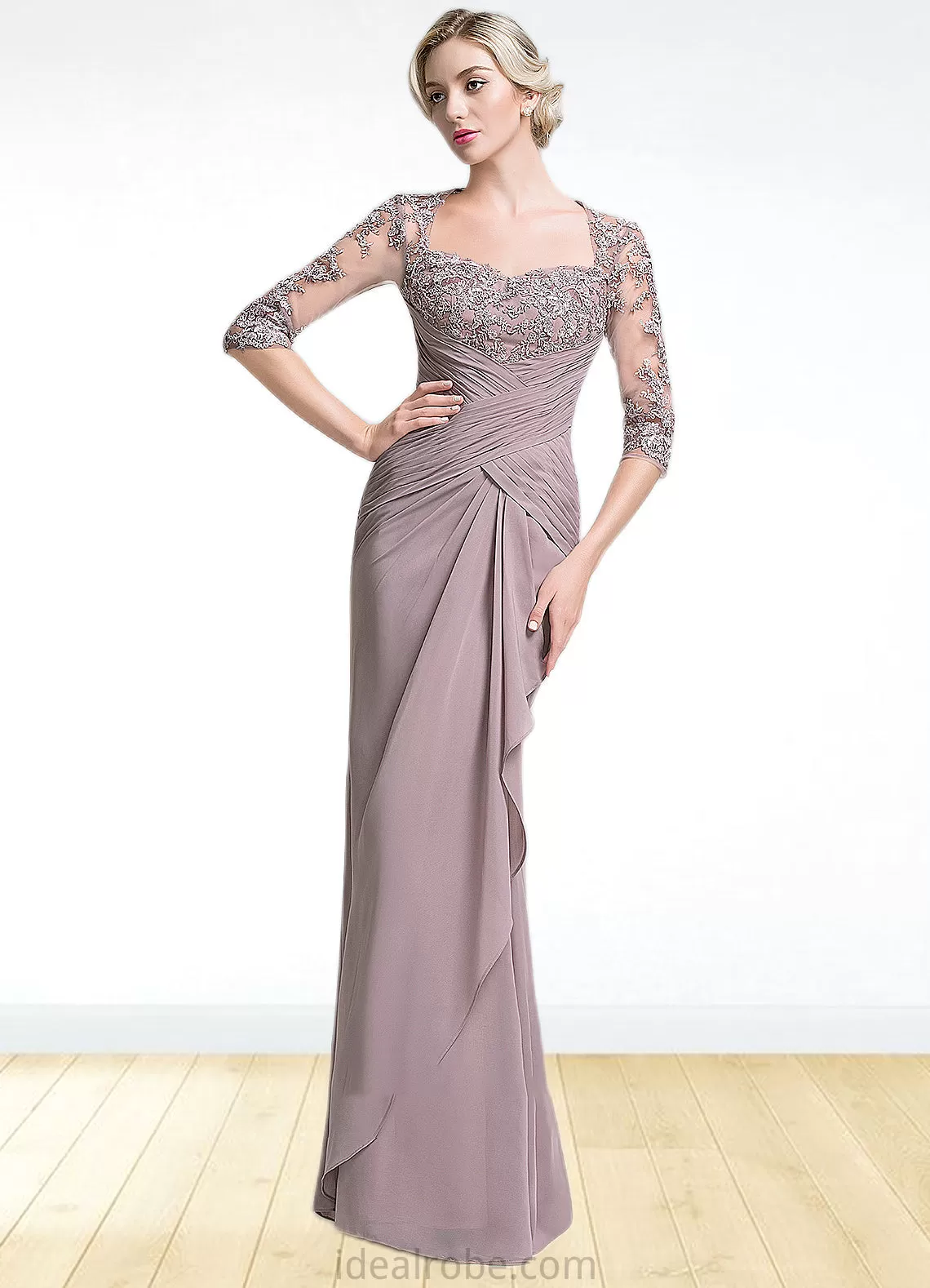 Cindy Trumpet/Mermaid Sweetheart Floor-Length Chiffon Mother of the Bride Dress With Ruffle Cascading Ruffles STK126P0014694