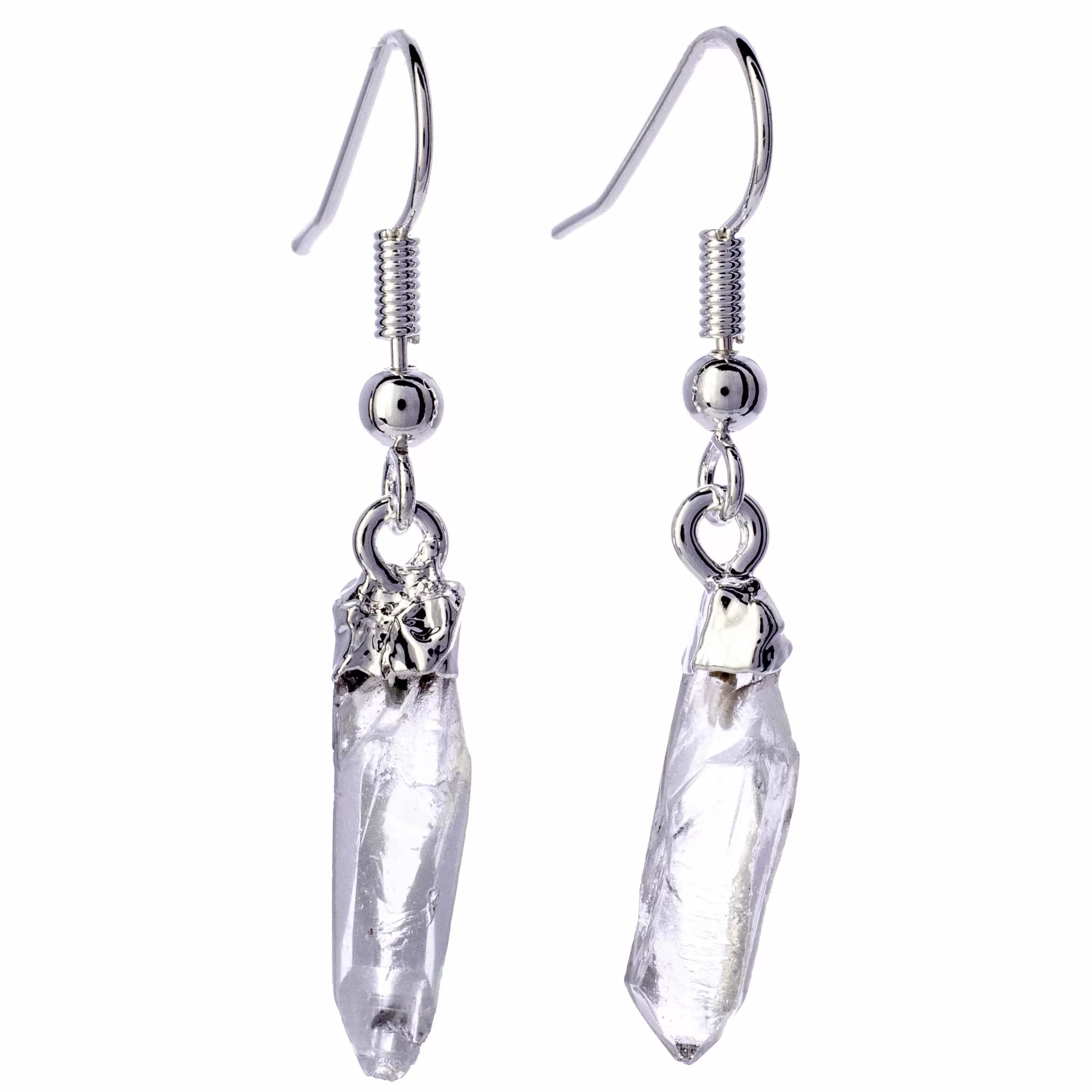 Clear Quartz Crystal Point Earrings