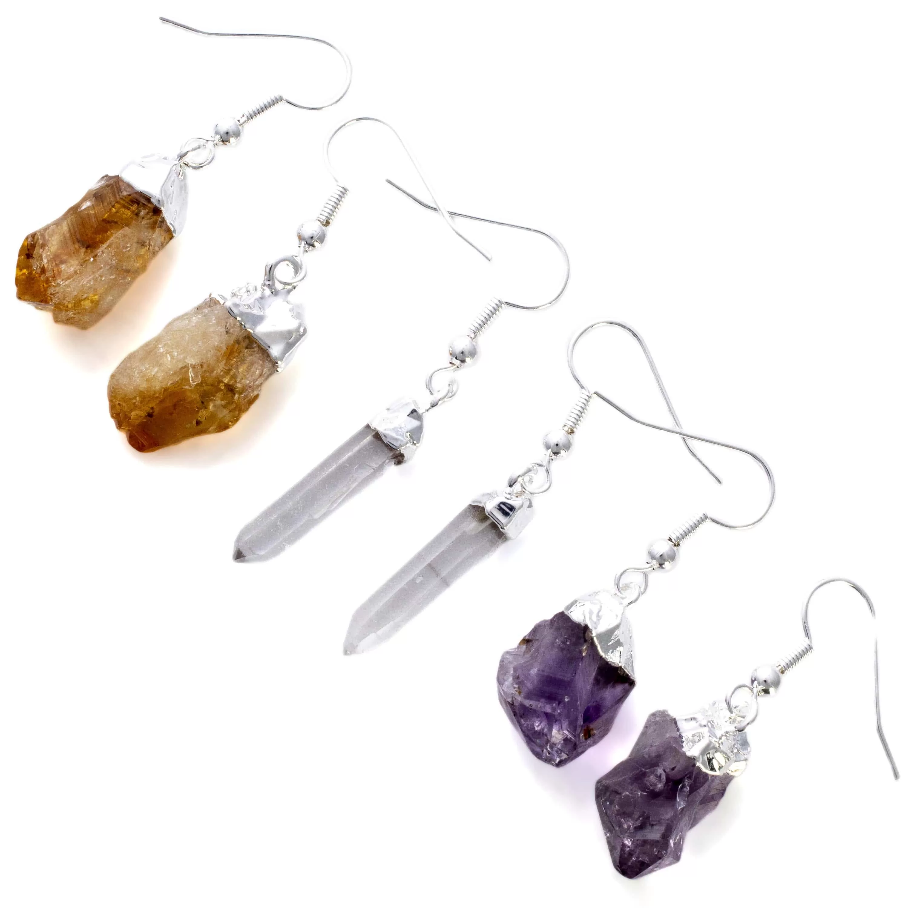 Clear Quartz Crystal Point Earrings