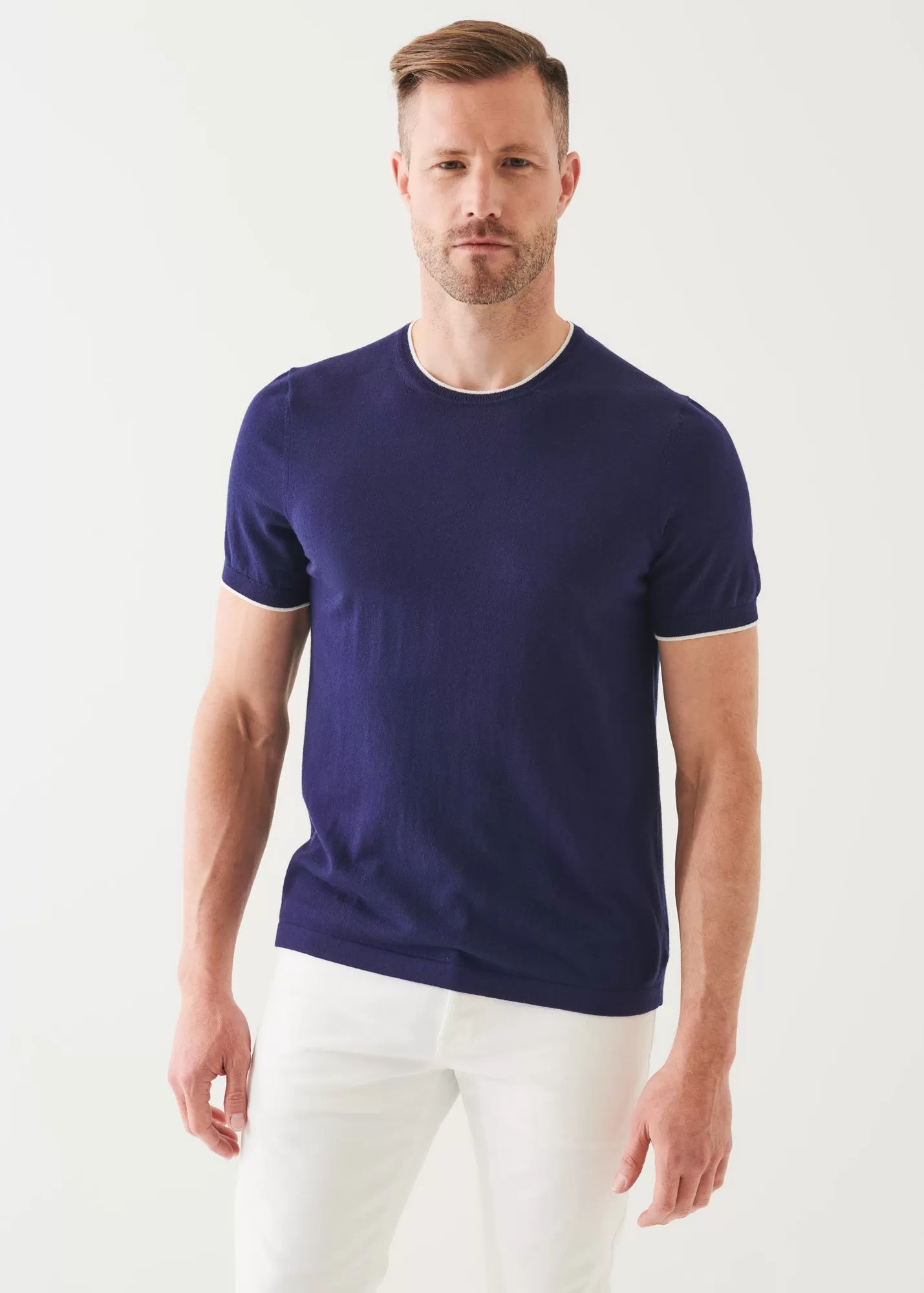 COTTON BLEND SHORT SLEEVE CREWNECK