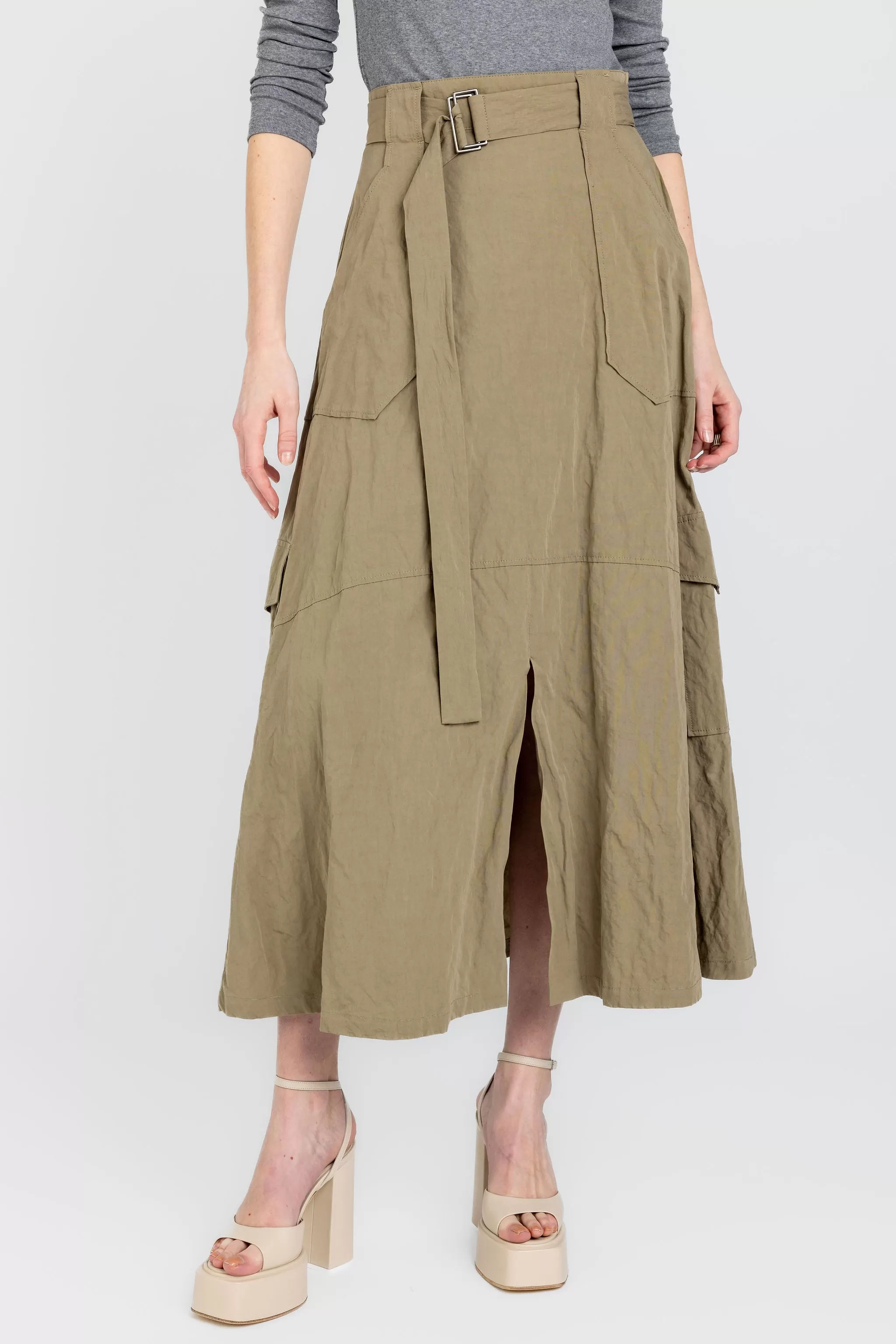 Cotton Cargo Skirt in Fango