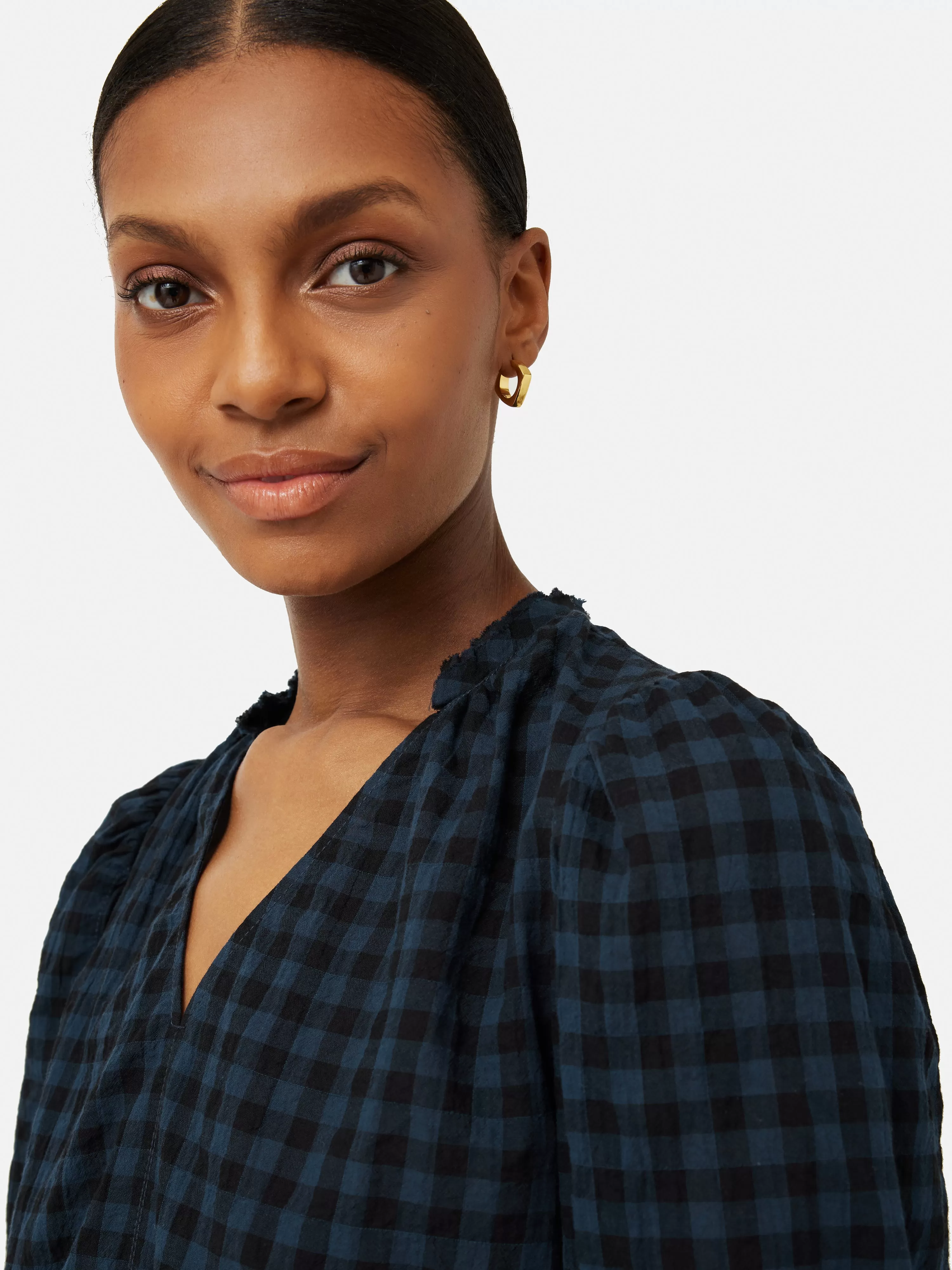 Cotton Gingham Cicelly Top | Navy