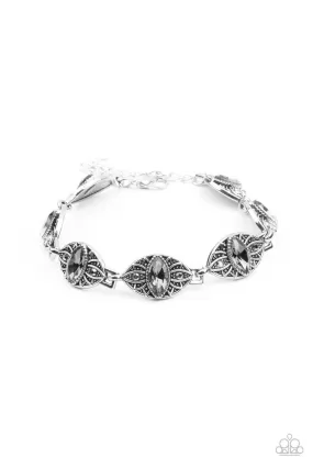 Crown Privilege Silver and Hematite Rhinestone Bracelet - Paparazzi Accessories