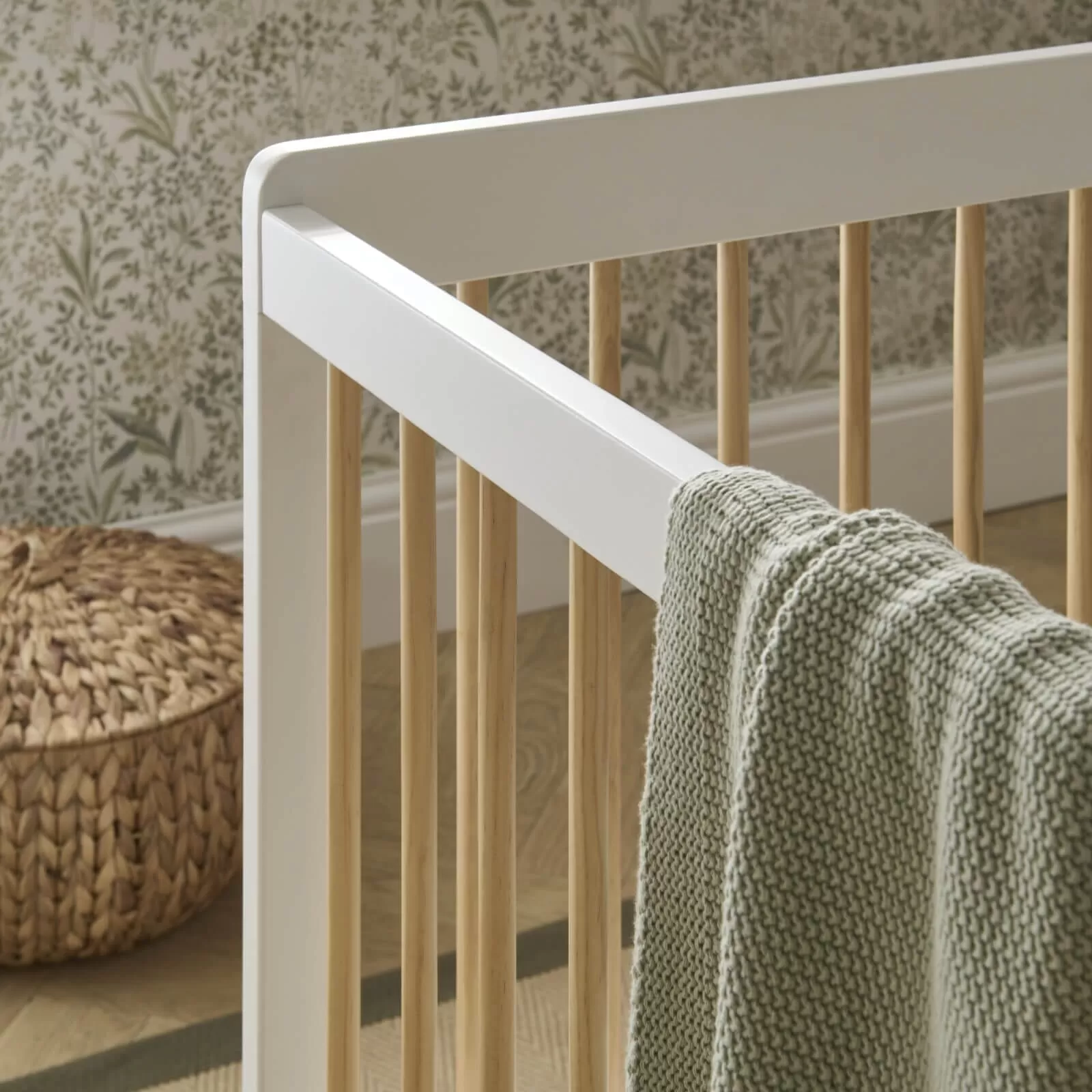 CuddleCo Nola Cot Bed - White & Natural