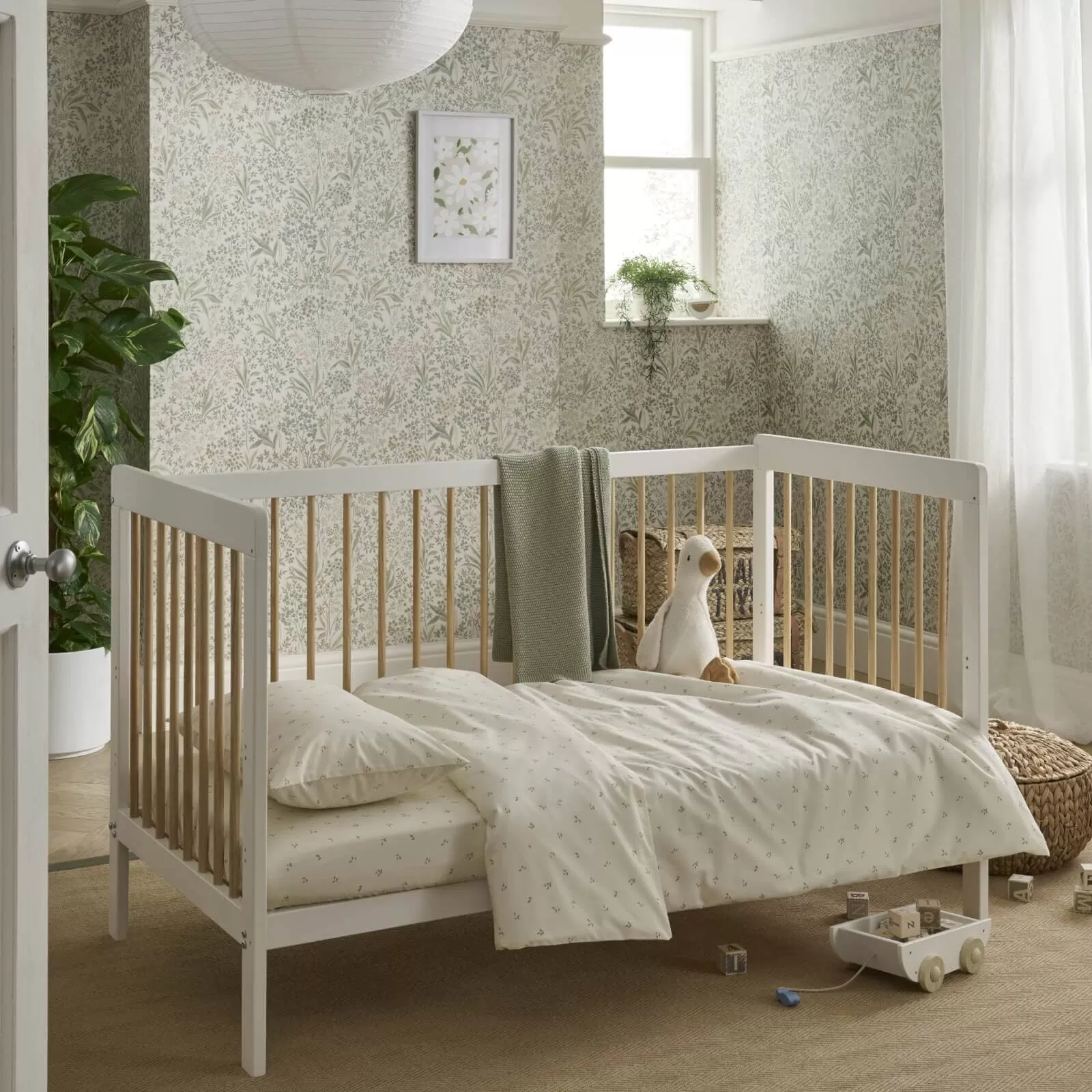 CuddleCo Nola Cot Bed - White & Natural