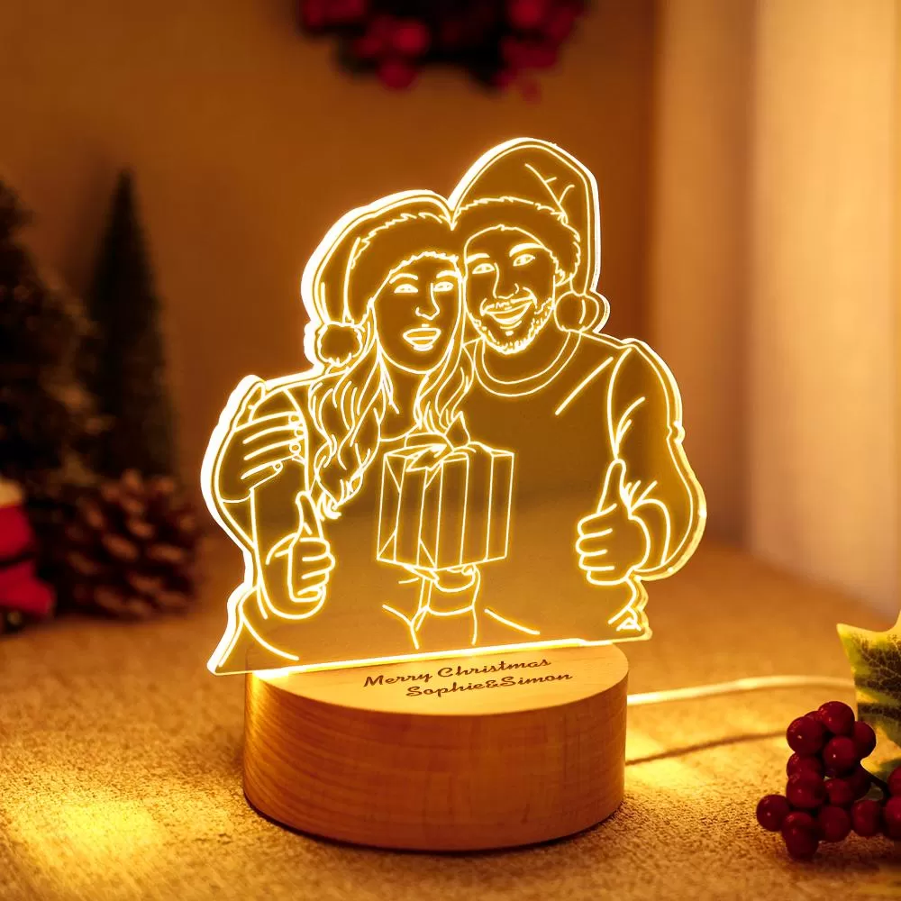 Custom Acrylic 3D Photo Lamp LED Wood Base