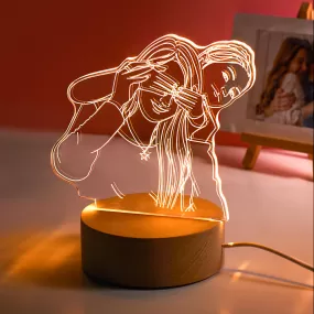 Custom Acrylic 3D Photo Lamp LED Wood Base