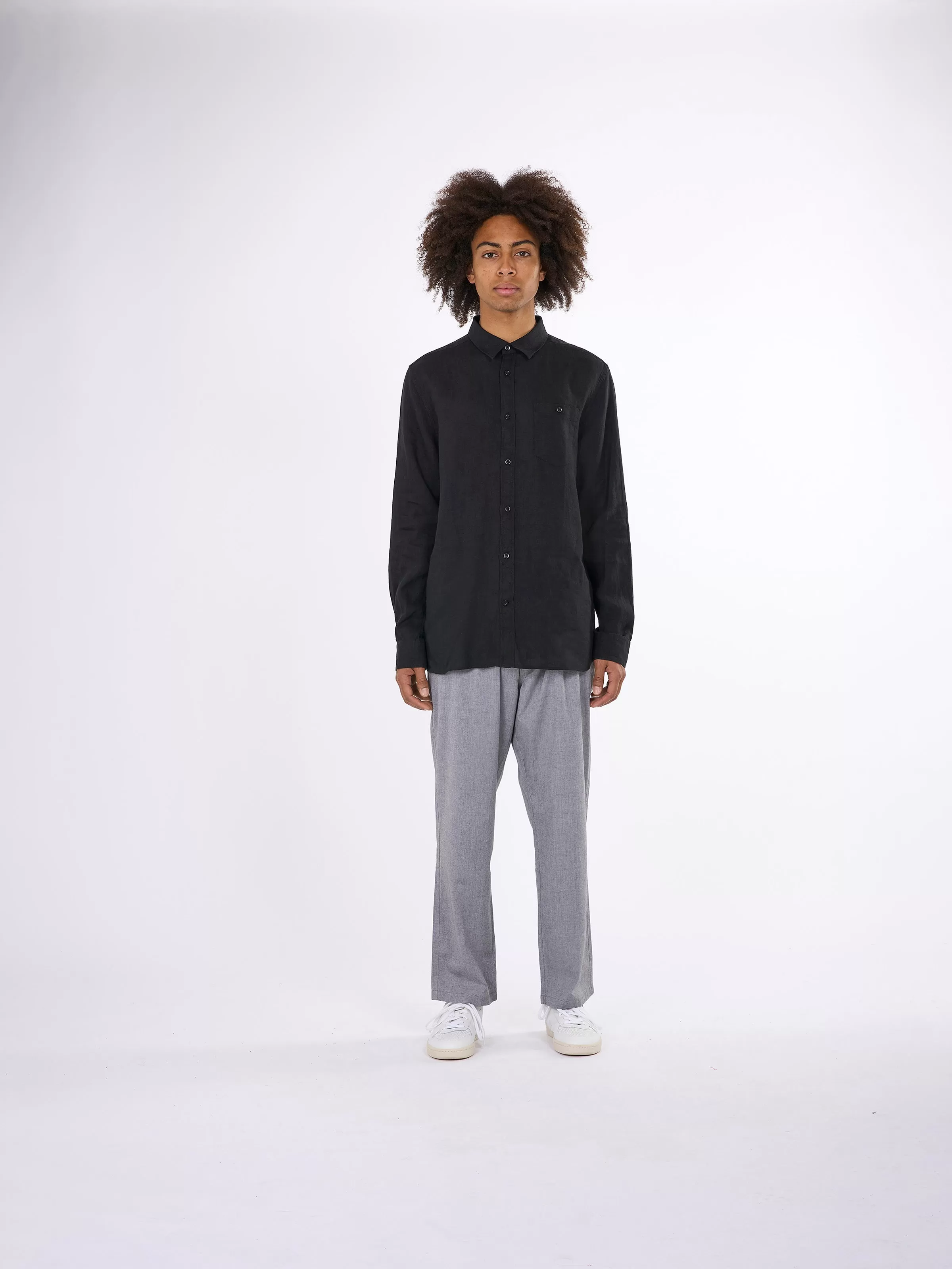 Custom fit linen shirt - Black Jet