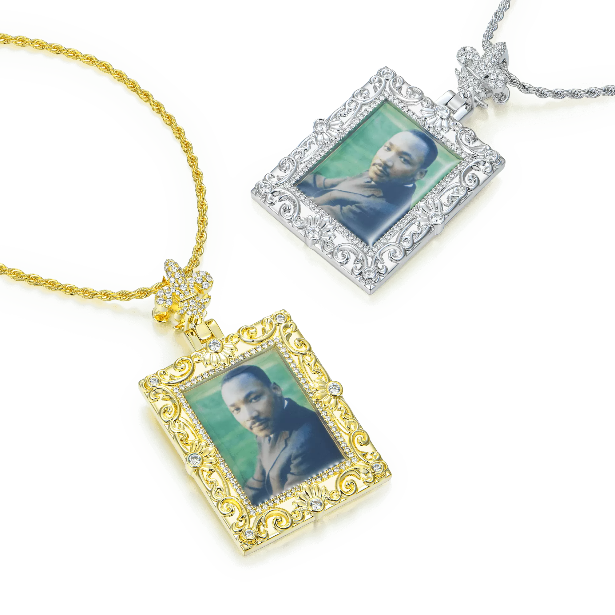 Custom Greek Pattern Vintage Rectangular Photo Pendant