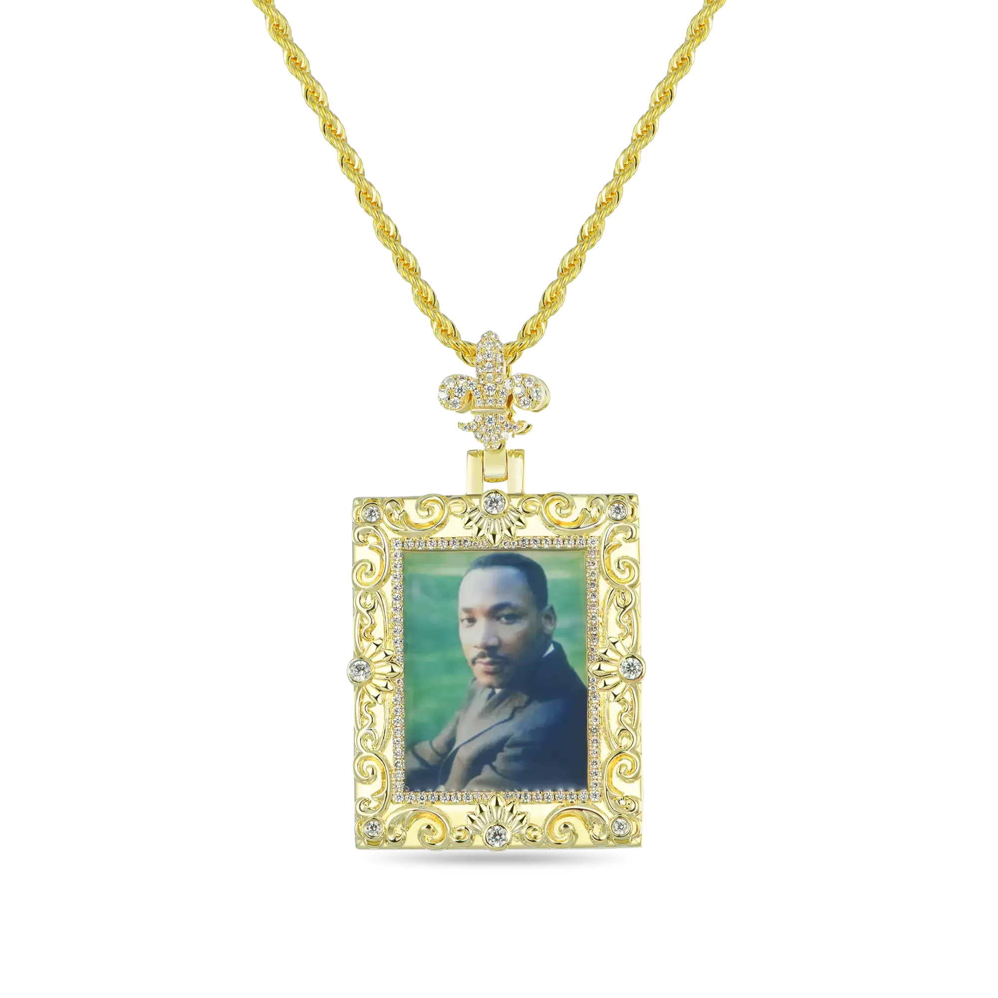 Custom Greek Pattern Vintage Rectangular Photo Pendant