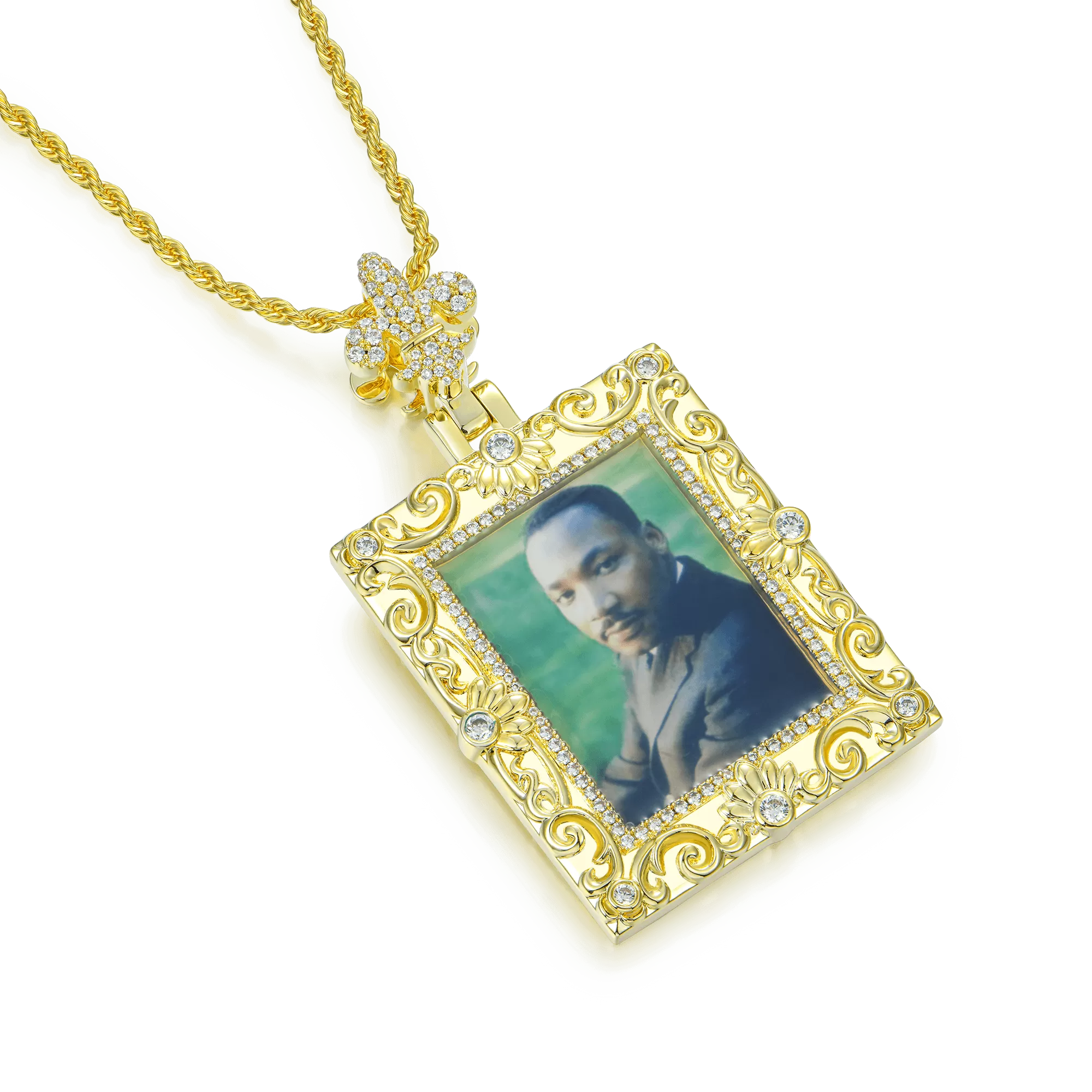 Custom Greek Pattern Vintage Rectangular Photo Pendant