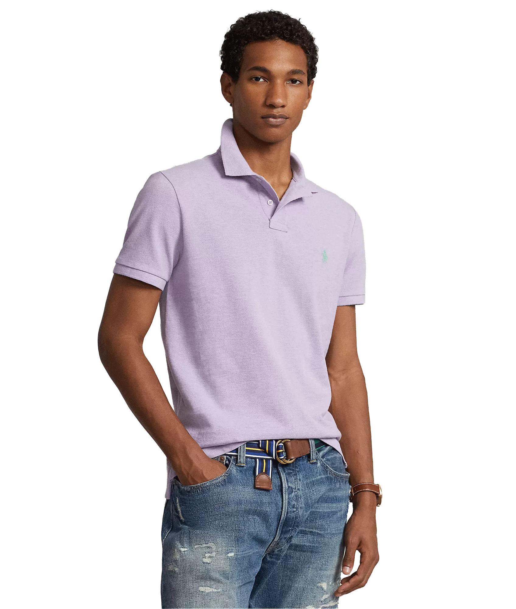 Custom Slim Fit Mesh Polo Shirt - Purple