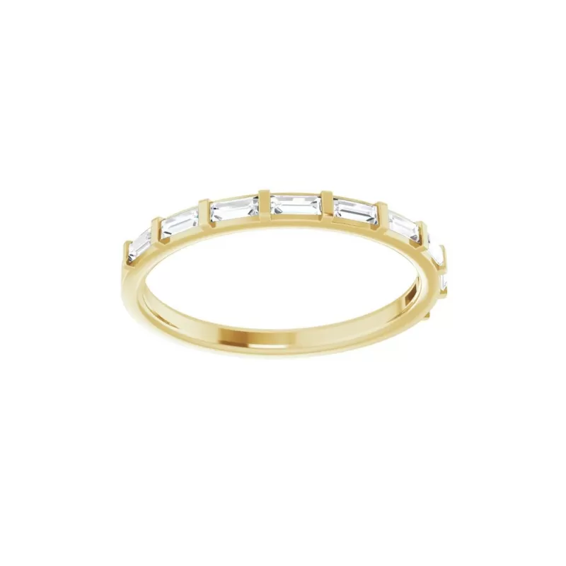 Dainty Baguette Bar Half Eternity Band | 14k Yellow Gold