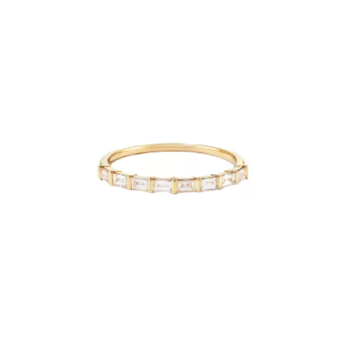 Dainty Baguette Bar Half Eternity Band | 14k Yellow Gold