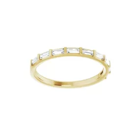 Dainty Baguette Bar Half Eternity Band | 14k Yellow Gold