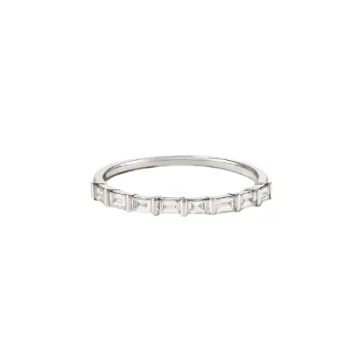 Dainty Baguette Bar Half Eternity Band | 14k Yellow Gold