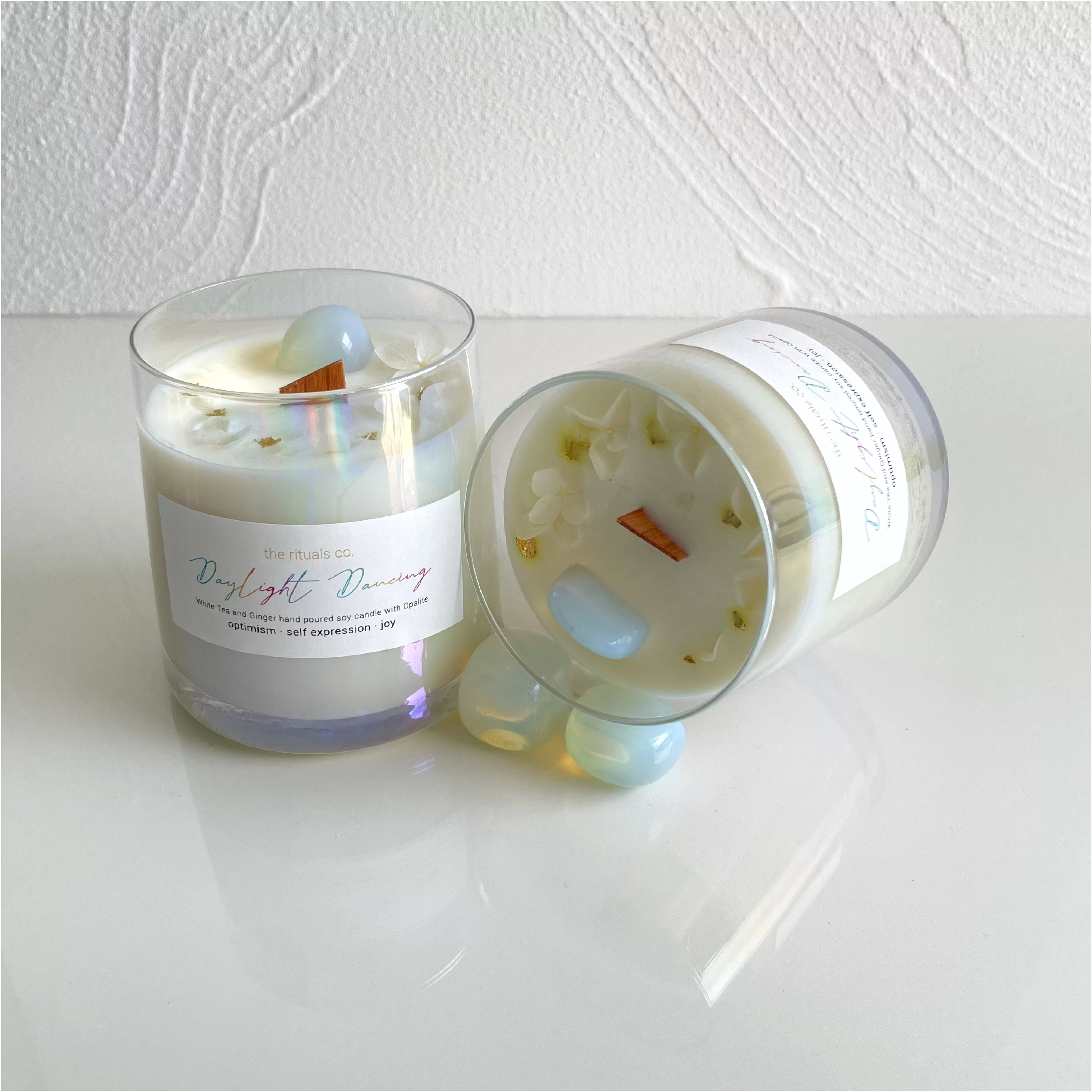 Daylight Dancing Holographic Crystal Candle