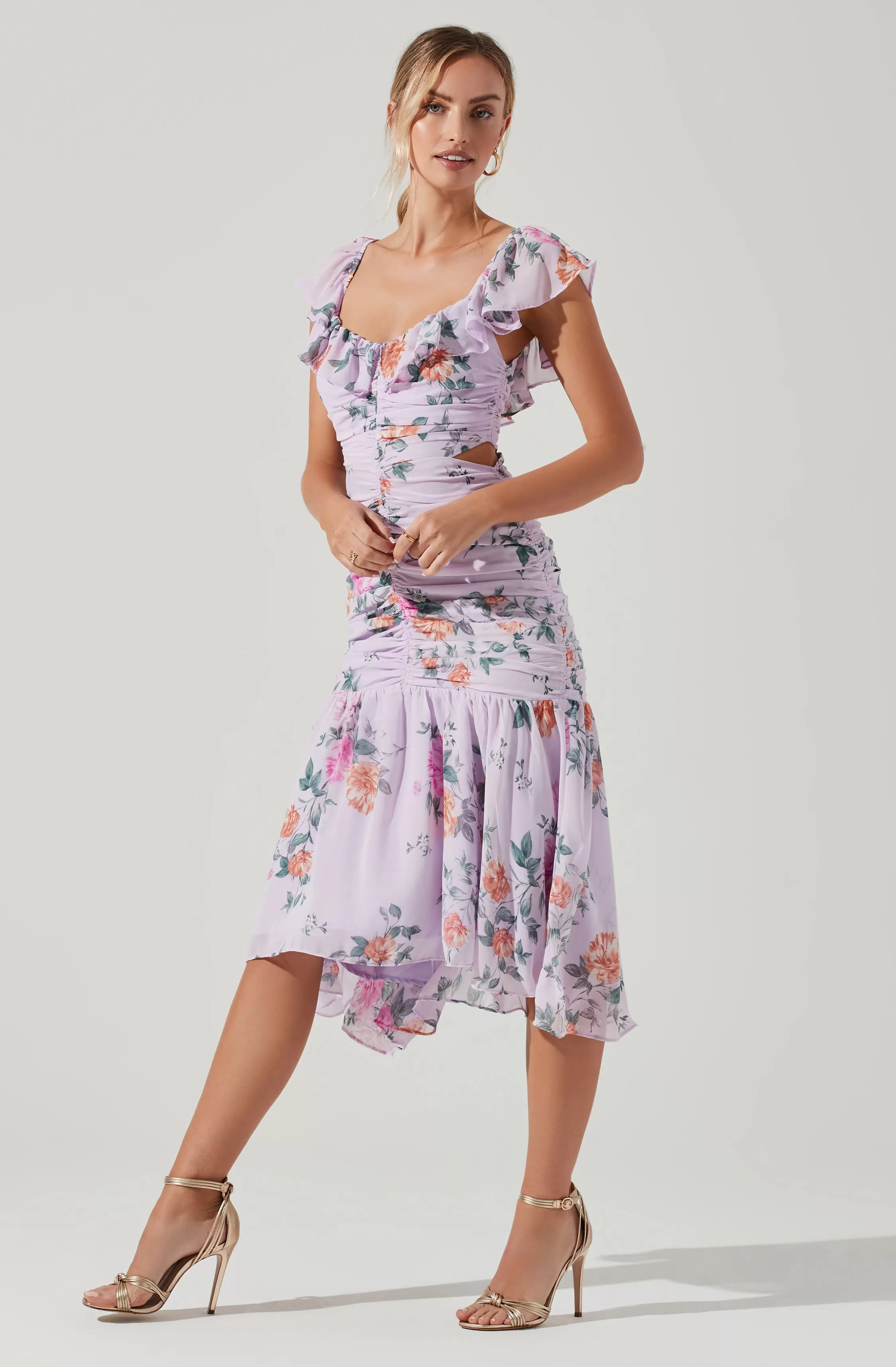 Devereaux Cutout Floral Midi Dress