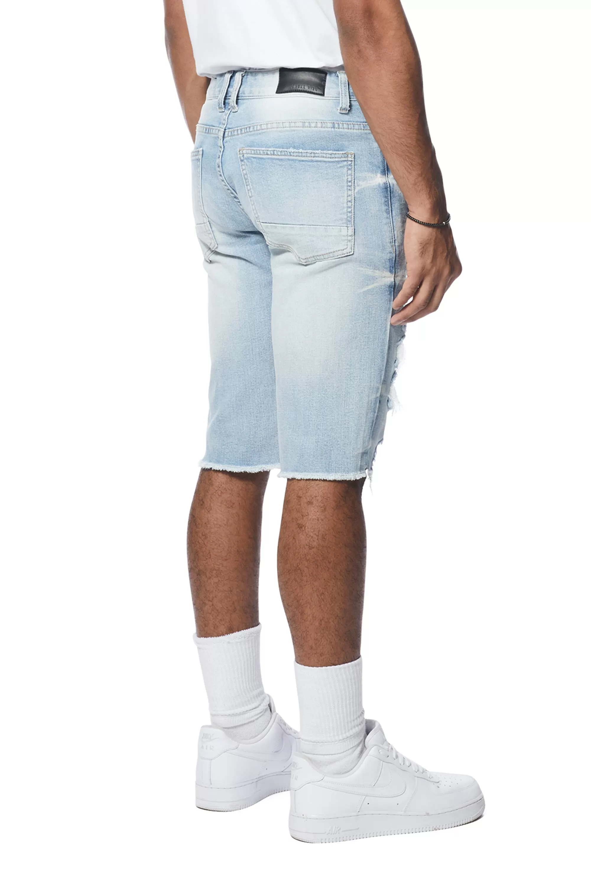 Distressed Rip & Repair Jean Shorts - Santorini Blue