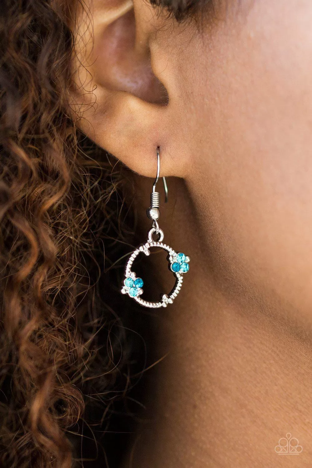 Double The Bubble Silver and Blue Gem Earrings - Paparazzi Accessories