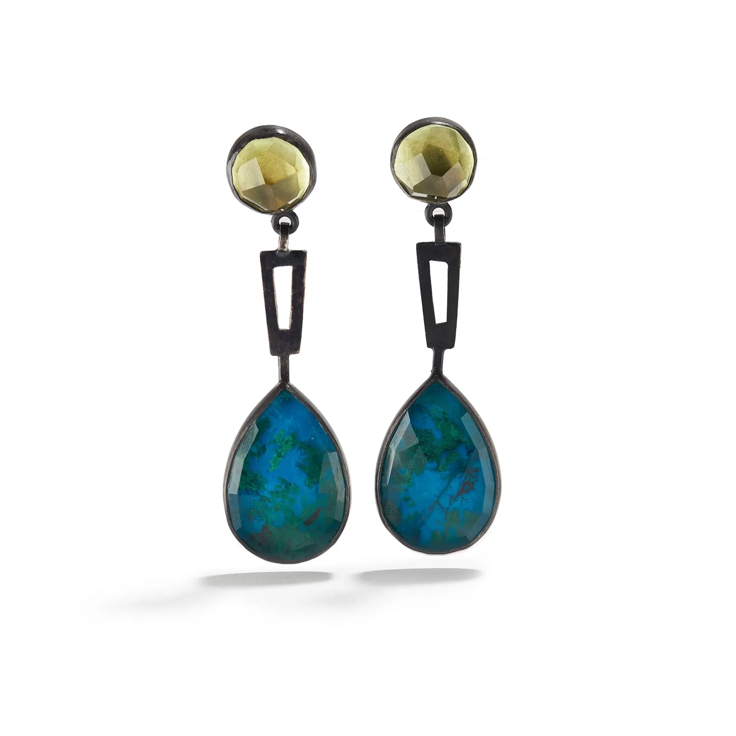 Drops with Lemon Quartz and Chrysocolla