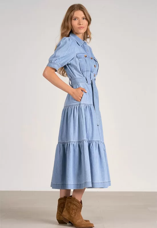 Elan - Belle Denim Maxi Dress Denim