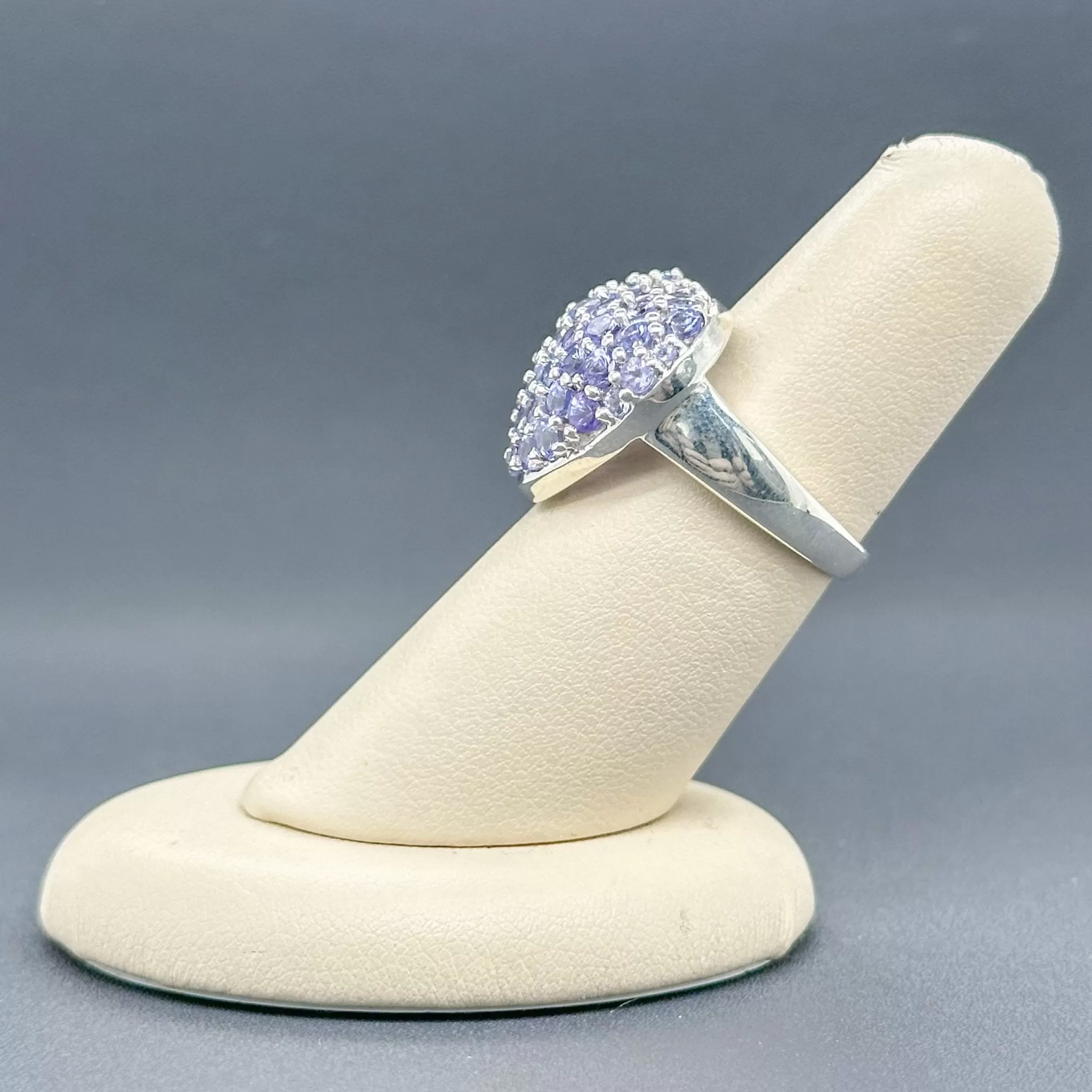 Estate SS Blue CZ Heart Ring