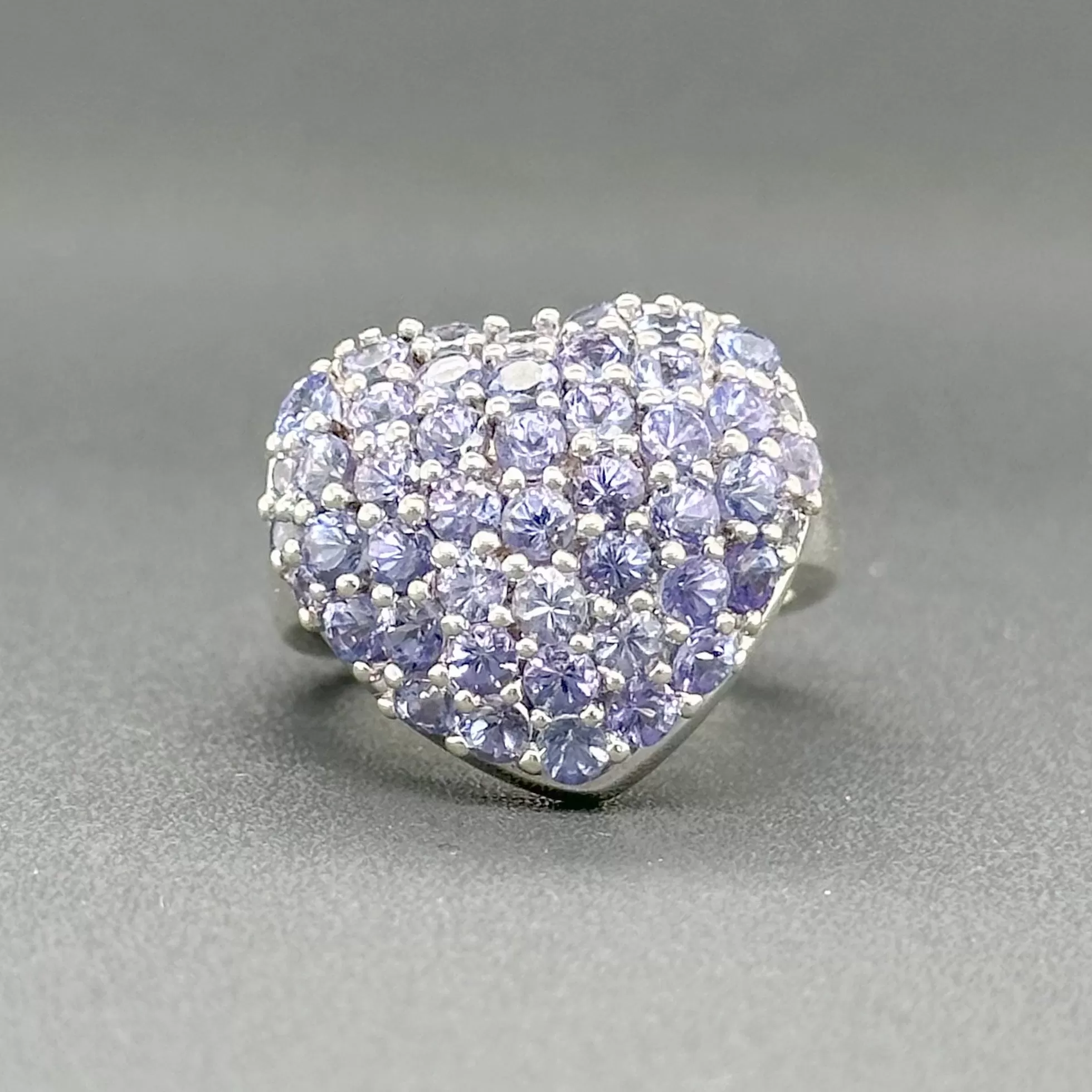 Estate SS Blue CZ Heart Ring