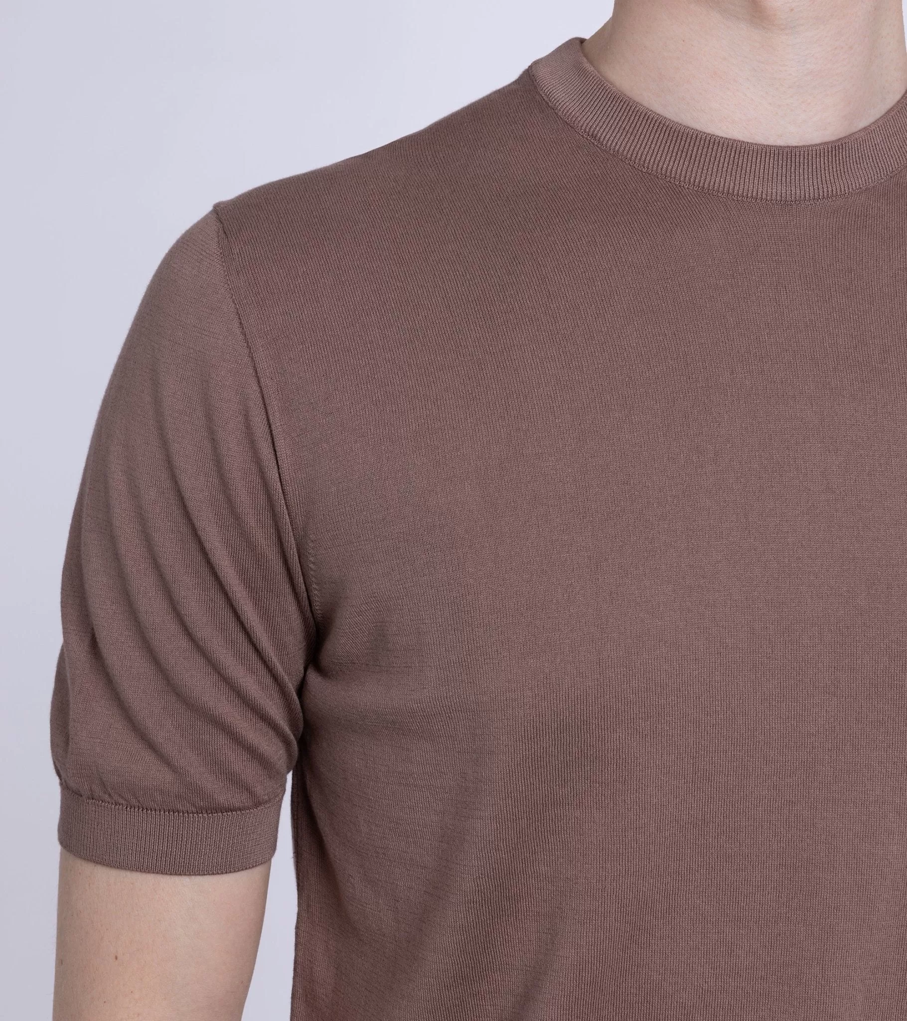 Fedeli Cotton Knitted T-Shirt: Terracotta