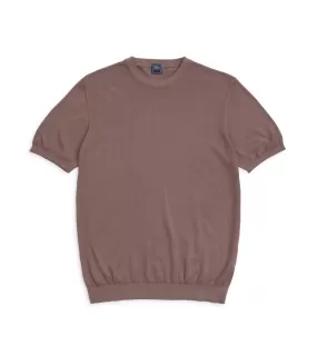 Fedeli Cotton Knitted T-Shirt: Terracotta