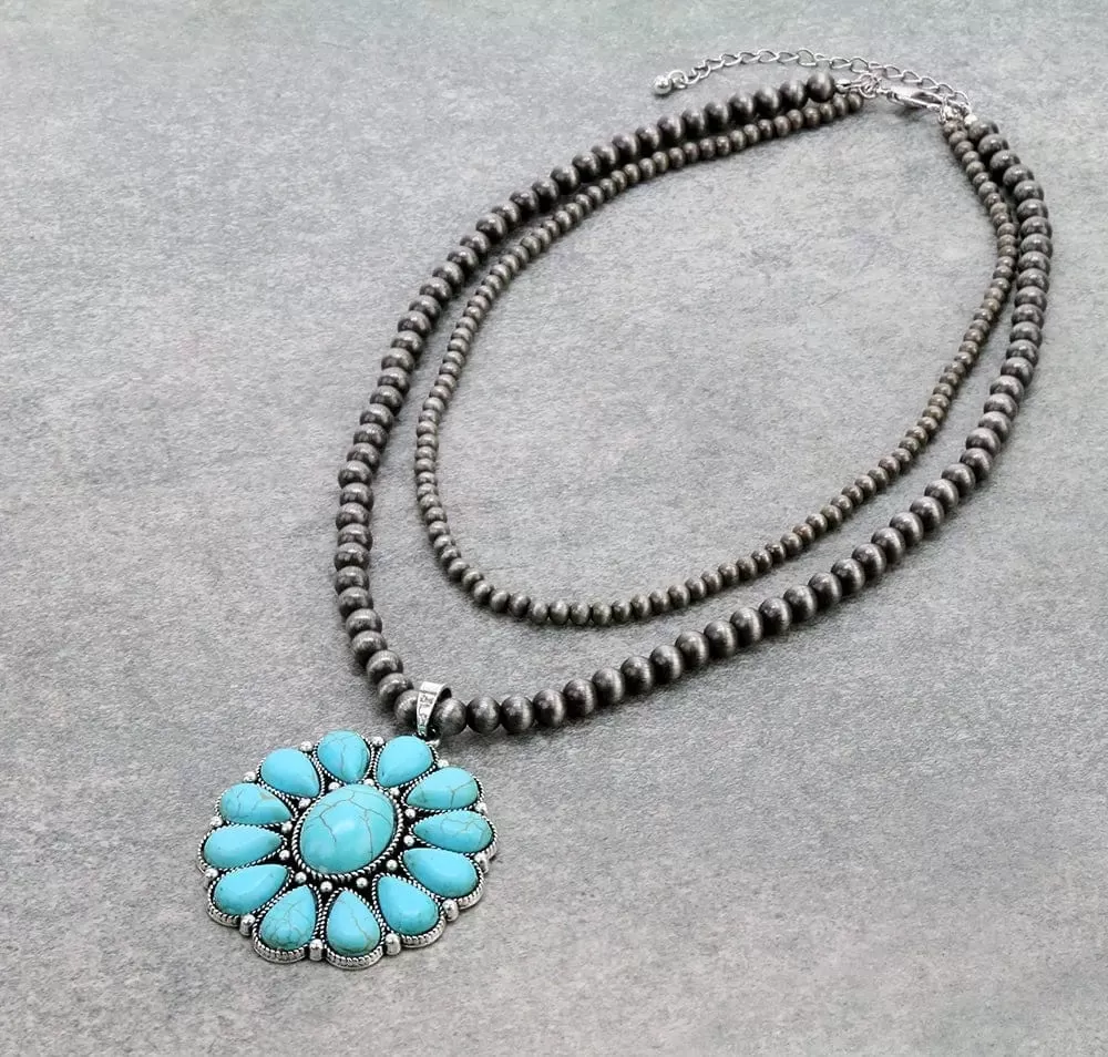 Floral concho Layer NECKLACE